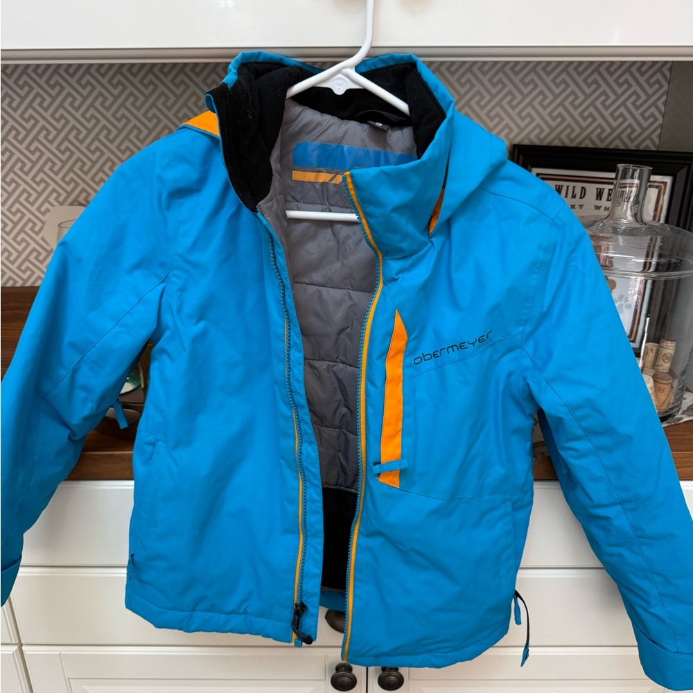 Obermeyer Kids Vibrant Blue Puffer Jacket with Orange Details